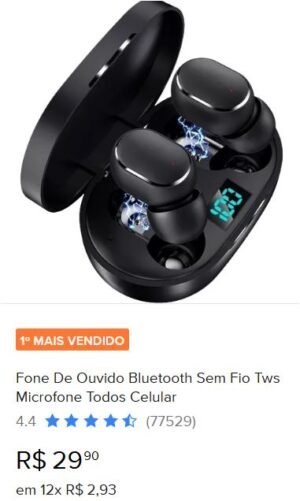 Fone De Ouvido Bluetooth Sem Fio Tws Microfone Todos Celular
