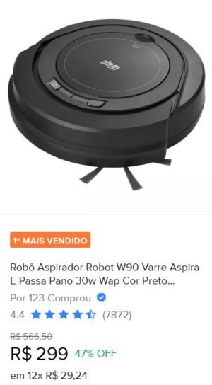 Robô aspirador Robot W90 varre aspira e passa pano 30w Wap cor preto 110V/220V