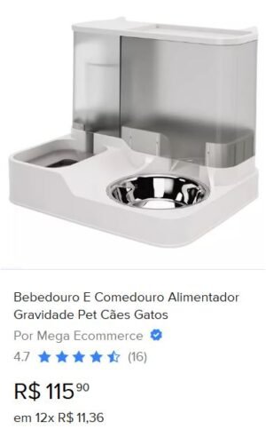 Bebedouro E Comedouro Alimentador Gravidade Pet Cães Gatos