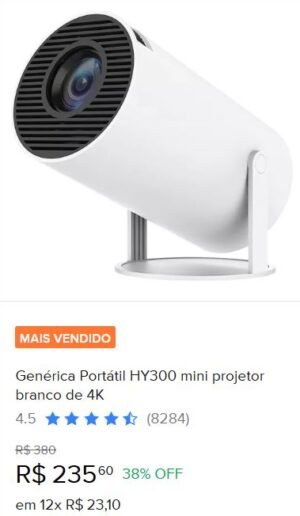 Genérica Portátil HY300 mini projetor branco de 4K