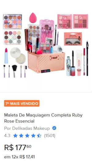 Maleta De Maquiagem Completa Ruby Rose Super Completa