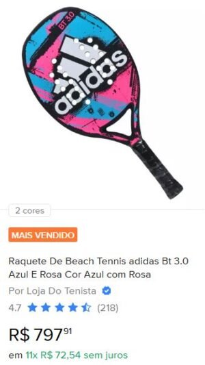 Raquete De Beach Tennis adidas Bt 3.0 Azul E Rosa Cor Azul com Rosa