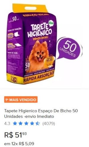 Tapete Higienico Espaço De Bicho 50 Unidades -envio Imediato