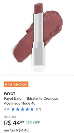 Payot Batom Hidratante Cremoso Acetinado Nude 4g