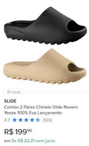 Combo 2 Pares Chinelo Slide Nuvem Yeeze 100% Eva Lançamento