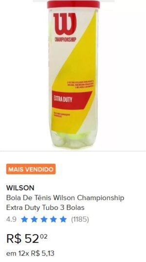 Bola De Tênis Wilson Championship Extra Duty Tubo 3 Bolas